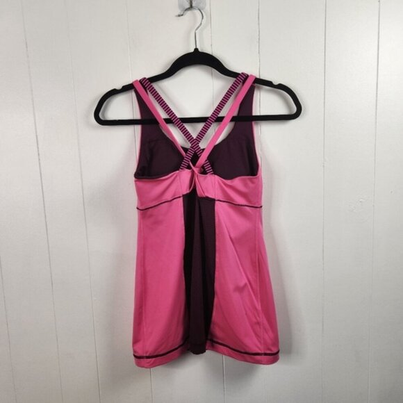 Lululemon Energy Tank Top Hyper Stripe Raspberry Glow Pink Size 4 Gym Workout - Picture 4 of 7